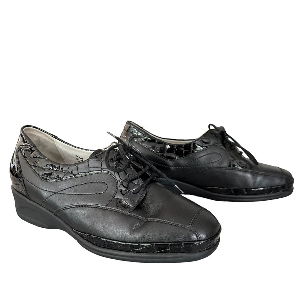 Waldlaufer | Black Extra Wide Fit Leather Lace Up Shoes Size UK 6 US 8.5